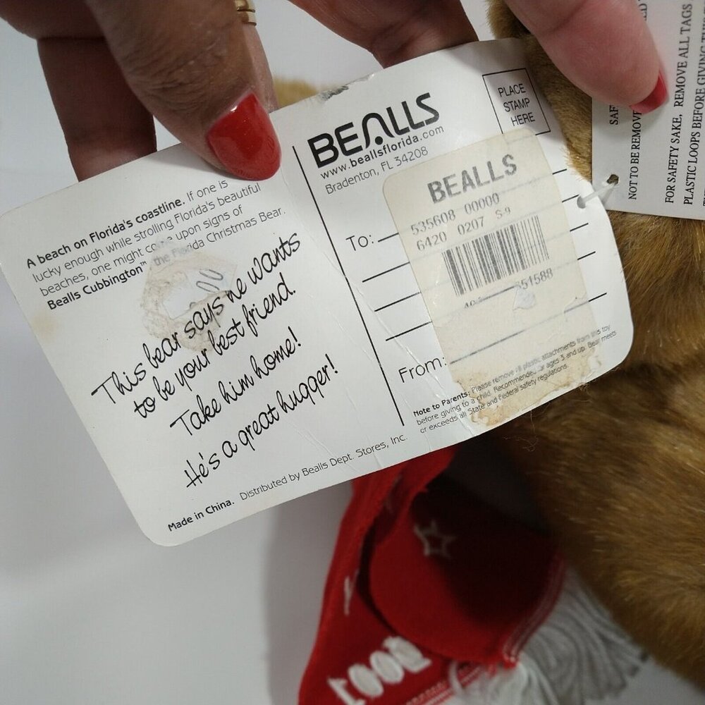 Bealls Cubbington 2001 Brown Teddy Bear Plush Stuffed Animal Scarf Stocking Hat - Picture 10 of 11